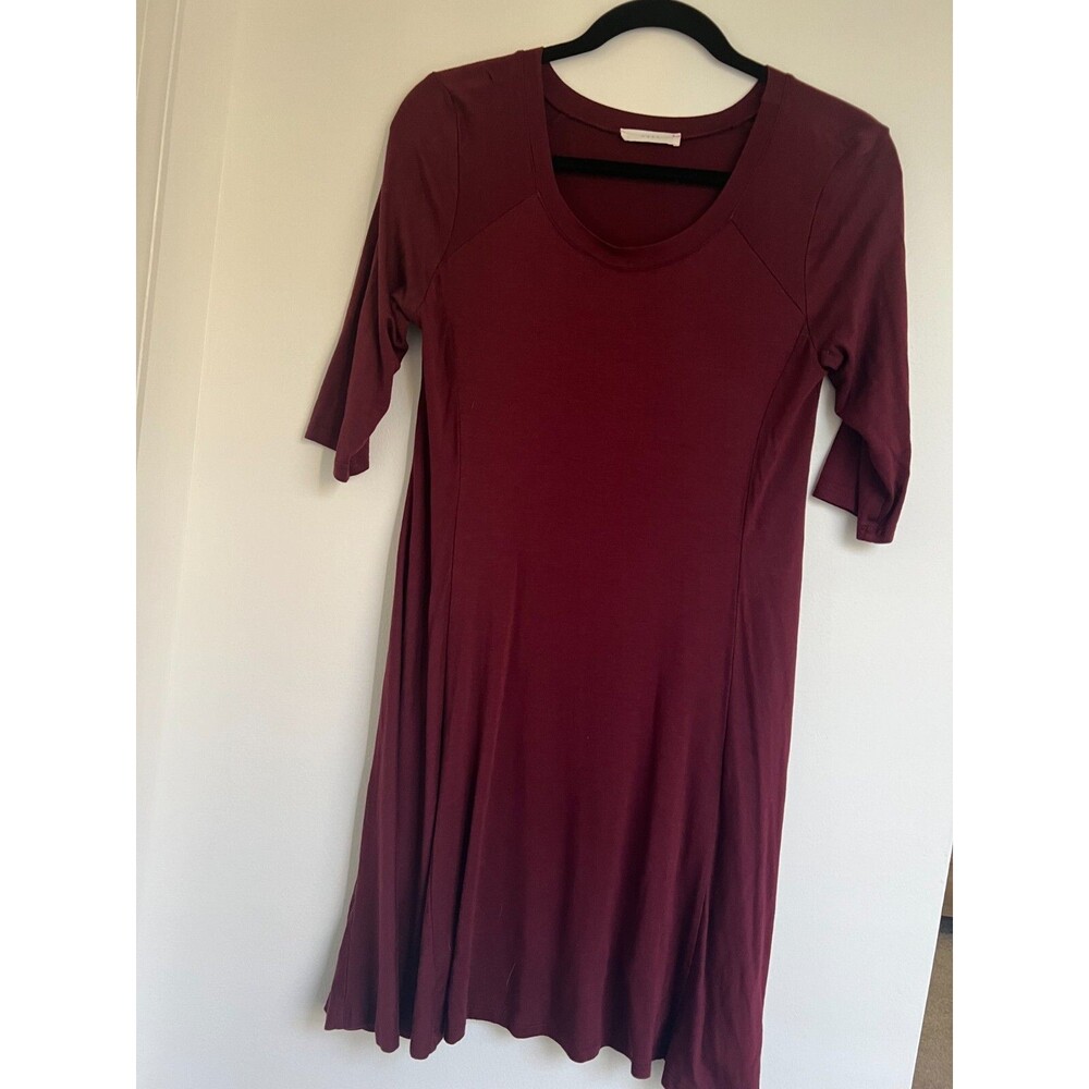 Women's Lush Marooon 3/4th Sleeve Scoop Neck Dress Size Small